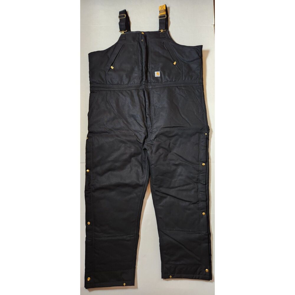 Carhartt Men’s Firm Duck Insulated Bib Overalls Black 3XL Loose Fit